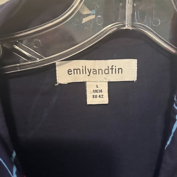 Modcloth Emily and Fin Saunter Sweetly Navy Blue and Red Floral Dress in Size L - Picture 9 of 9